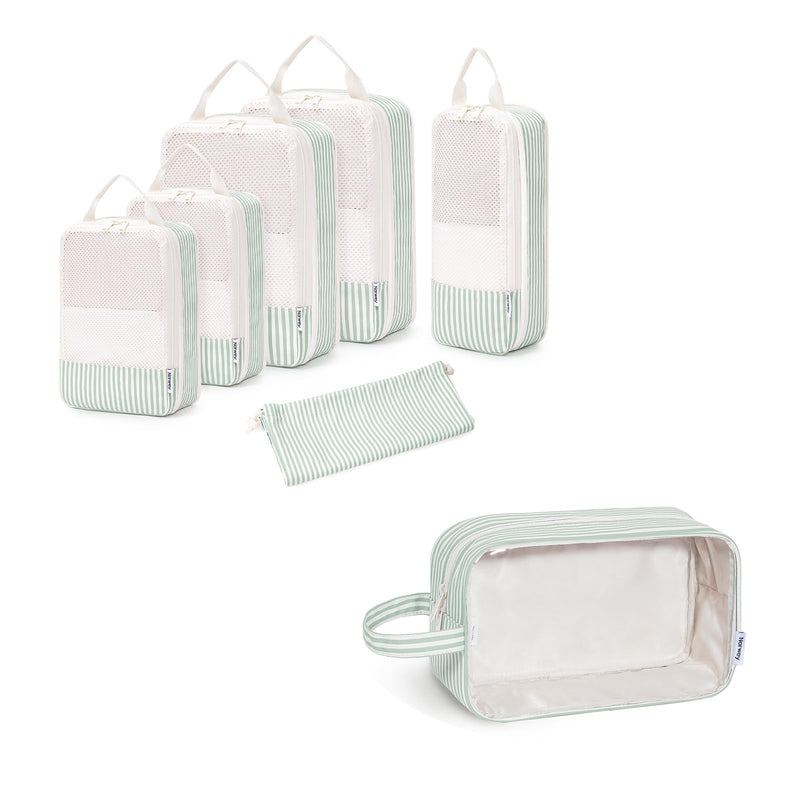 Narwey 6 Set Checkered Packing Cubes with Clear Toiletry Bags