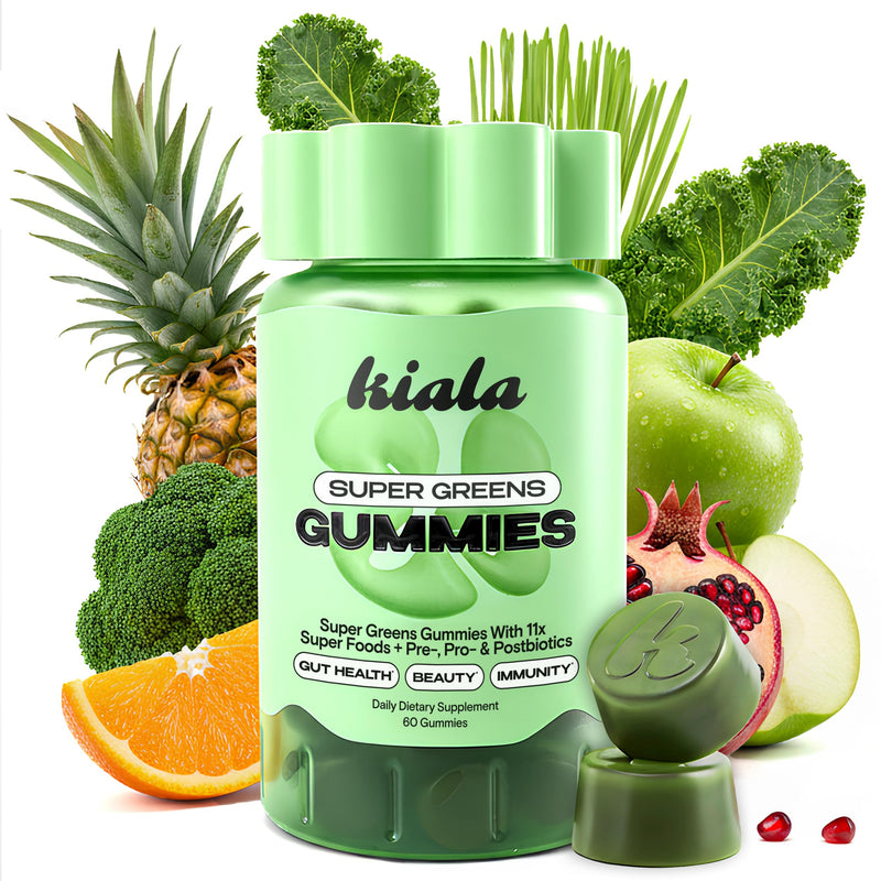 Super Greens Gummies with 11x Superfood Greens, Pre, Post & Probiotics, Antioxidants, Multivitamin, Fiber Supplement Supports Gut Health & Digestion, Dairy Free, Vegetarian, 60 Count