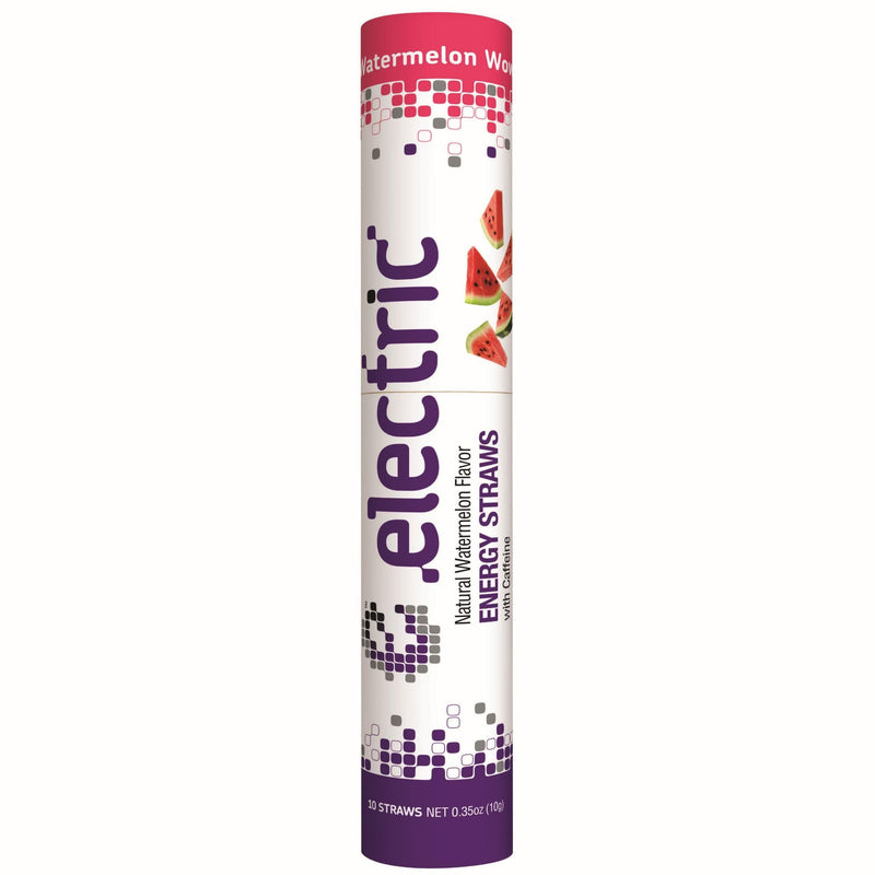 Electric Energy Drink Straws - Watermelon Wow 10 Straws - 100mg Caffeine, L-Theanine, B Vitamins - Zero Sugar, Zero Calories 0.03 Ounce (Pack of 10)