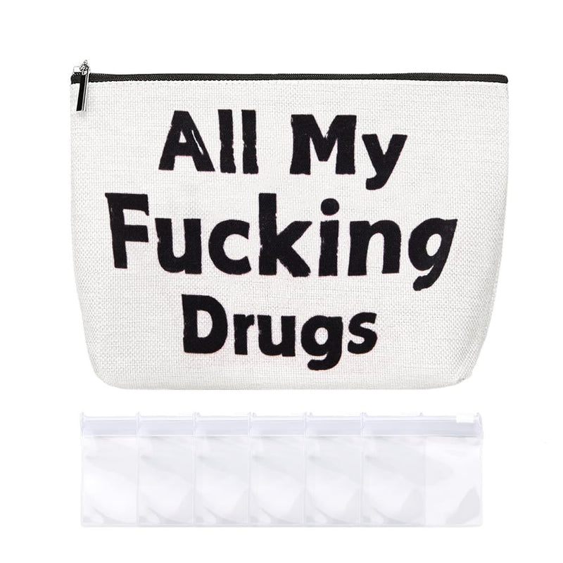 ShiQiao Spl Funny Medicine Storage Pouch Bag for Vitamins Medications Organiser Bag with Transparent 7-Day Pill Organiser Bags for Mom Dad Medications Organiser Bags Pouches Meds Pill Makeup Pouch All Bag