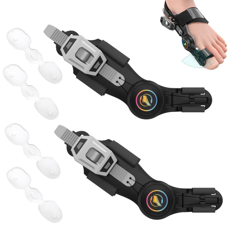 [Australia] - Bunion Corrector for Women & Men Big Toe, Black Adjustable Orthopedic Bunions Correction with Non Slip Toe Straighteners, Bunion Splint Suitable for Day/Night Feet Bunion Relief (2PCS) 