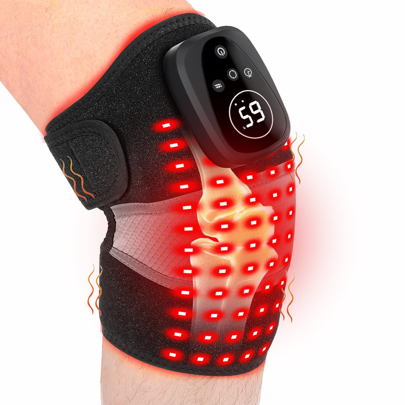 Red Light Therapy Device for Knee,Rechargeable Cordless 660nm&850nm Infrared Light Therapy Knee Massager with Vibration for Women Men, Heating Knee Brace for Joint Elbow Shoulder Muscle Pain Relief