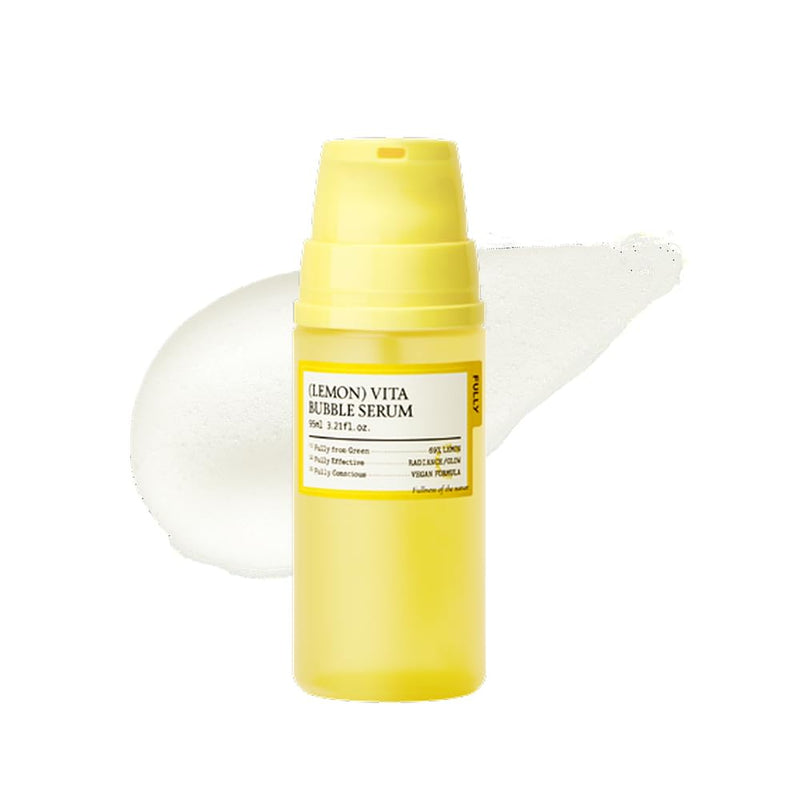 FULLY Lemon Vita Bubble Facial Serum, 69% Organic Jeju Lemon Water & Vitamin C, Instant Glow & Hydration, Niacinamide + Glutathione for Radiance & Tone Refining, Vegan Korean Skincare, 3.21 fl.oz