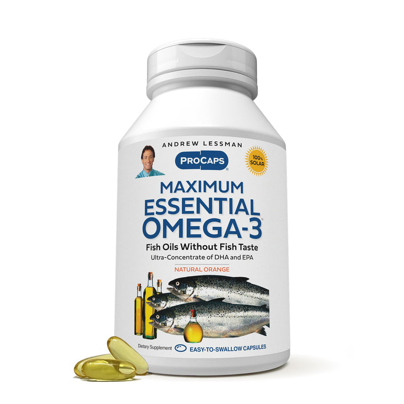 ANDREW LESSMAN ProCaps Essential Omega 3 Fish Oil 90 Softgels, Orange | Ultra-Pure Maximum Essential Omega-3 Fish Oil with EPA & DHA in Easy-to-Swallow Softgels for Daily Nutritional Support 90 Count (Pack of 1)