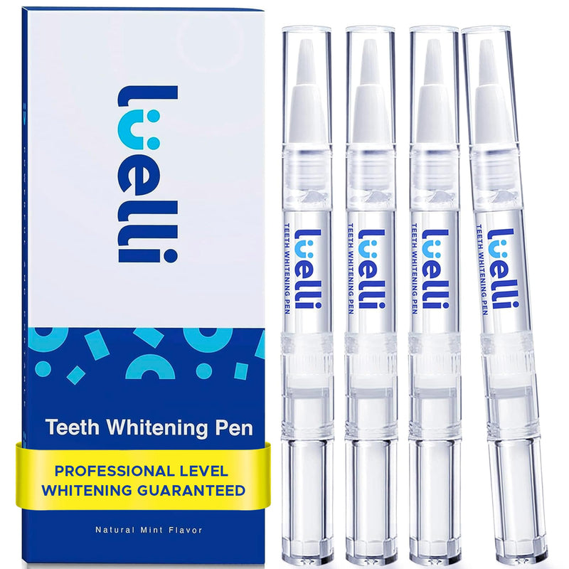 [Australia] - Luelli Teeth Whitening Pen, 20+ Uses - Travel Size Professional Tooth Whitener Serum, Extra Strength Organic Teeth Bleaching Gel for Sensitive Teeth, Instant Stain Removal, Simply White Smile, 4 Count Unflavored 