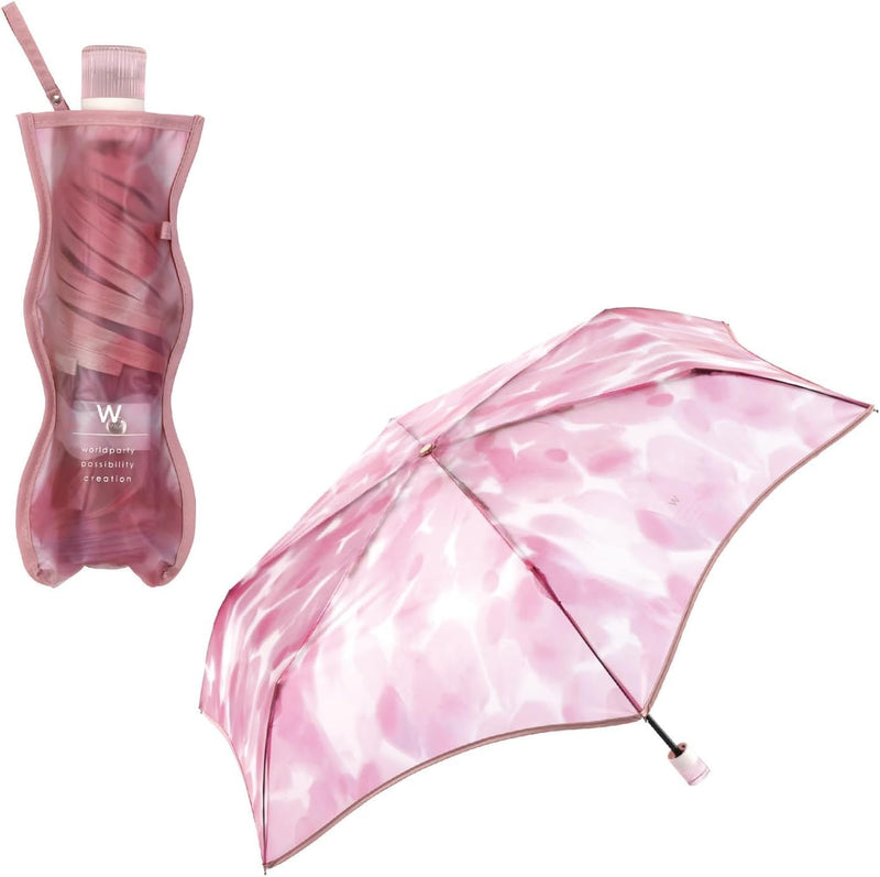 Flower Vase Clear Folding Umbrella – Stylish Mini Vinyl Umbrella with Artistic Design, 5-Fold Manual Open, Unique Vase-Shaped Pouch, 21.3" Ribs, 10.2" Folded, Durable & Reusable Pink