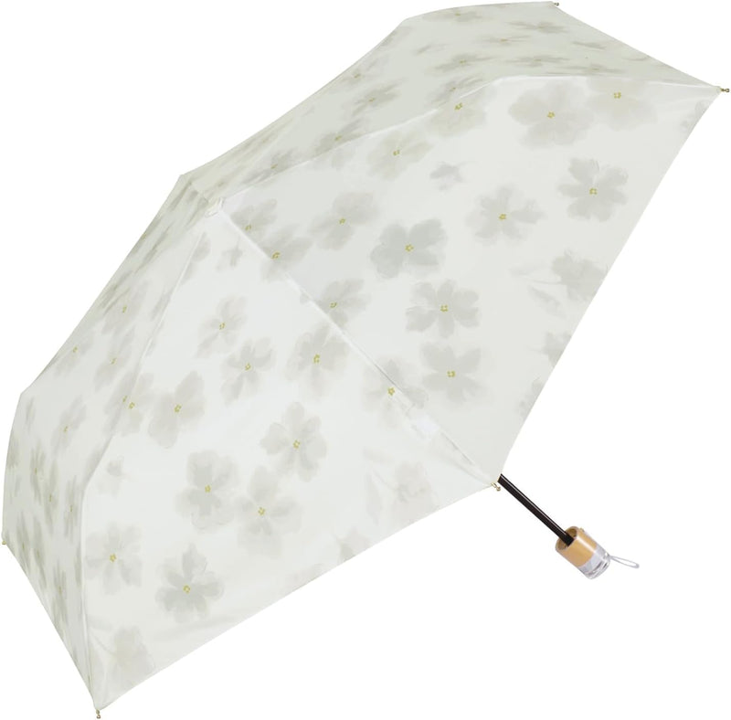 Mini Floral Watercolor Folding Umbrella – Lightweight, Clear Handle, Stylish Floral Design – Compact Sun & Rain Dual‑Use, Cute and Functional for Commuting White