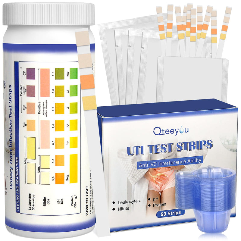 4-in-1 UTI Test Strips, Full Panel Urinary Tract Infection Test Kit at Home for Women Men Kids with Urinalysis Leukocytes, Nitrites, PH, Protein Urine Strip for UTI and Bladder, 50ct
