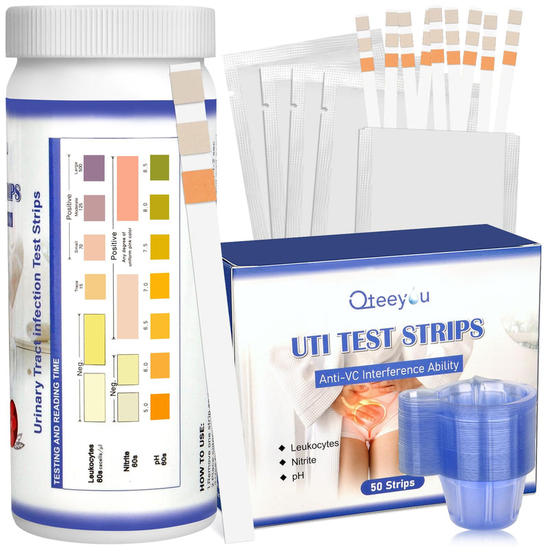3-in-1 UTI Test Strips, Full Panel Urinary Tract Infection Test Kit at Home for Women Men Kids, Detection with Accurate Leukocytes, Nitrite, and PH Readings, Simple at-Home Urine Test Strips, 50ct