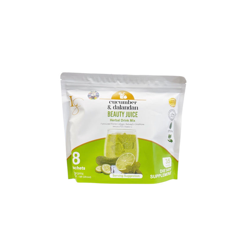 LS by Anna Magkawas Cucumber & Dalandan Beauty Juice - Herbal Drink Mix with Hydrolyzed Marine Collagen, Reduced L-Glutathione and Vitamin C - 8 Sachets (168g)