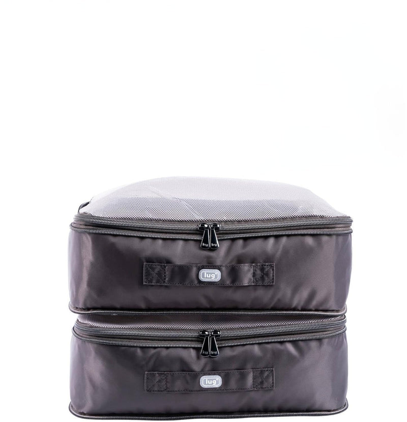 Lug Cargo Medium Compression Packing Cubes, Set of 2, Geo Grid Flora Grey