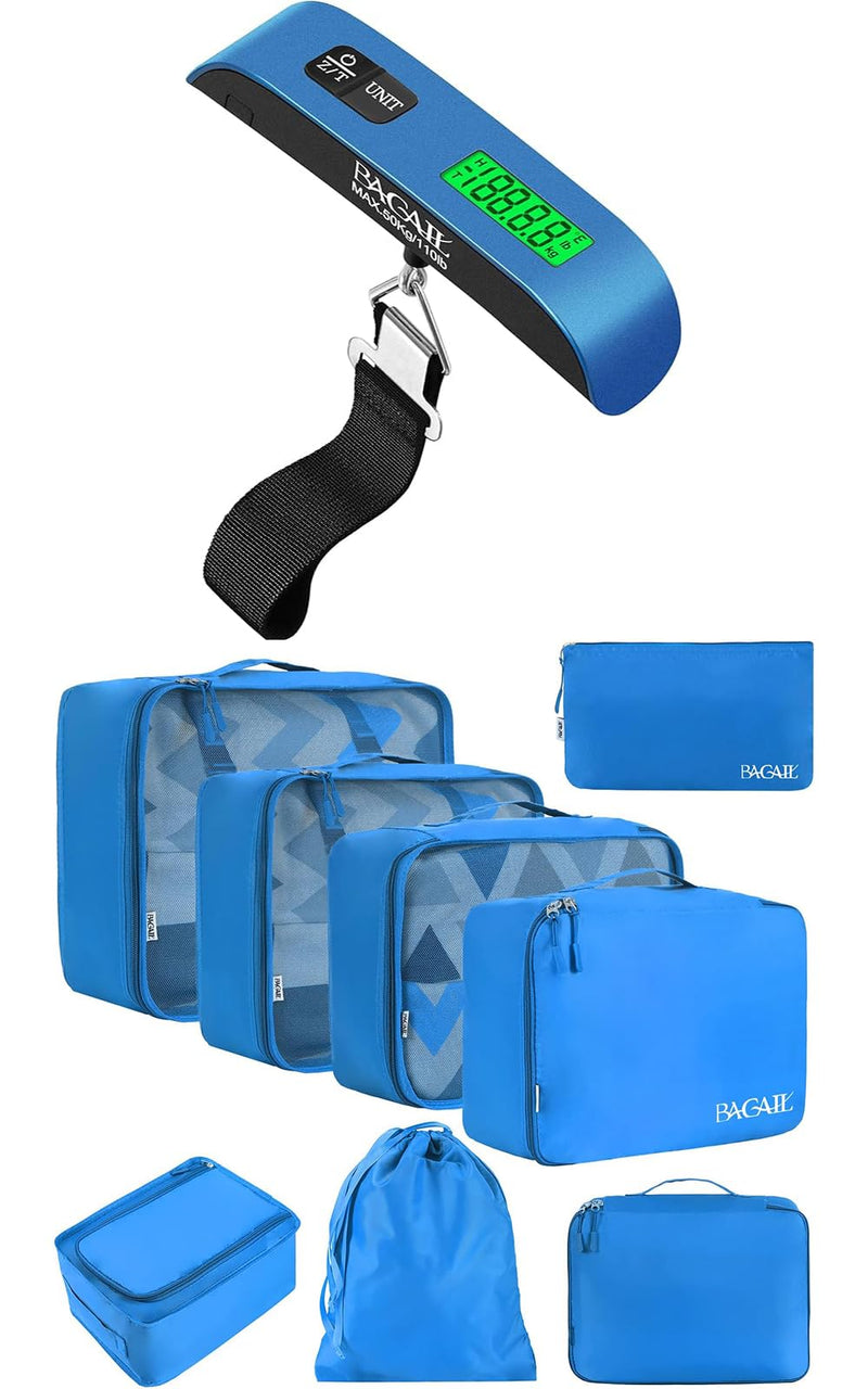 BAGAIL 8 Set Packing Cubes and Digital Luggage Scale