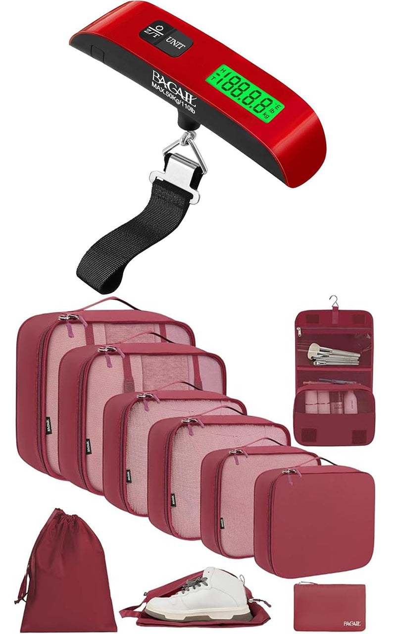 BAGAIL 10 Set Packing Cubes and Digital Luggage Scale