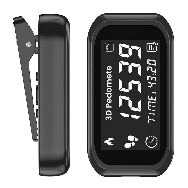 [Australia] - 3D Pedometer Step Counter for Walking, Running & Fitness - Accurate Step & Calorie Tracker with LCD Display, Waist Clip & Armband, Rechargeable Battery - Track Daily Activity & Health Data black 