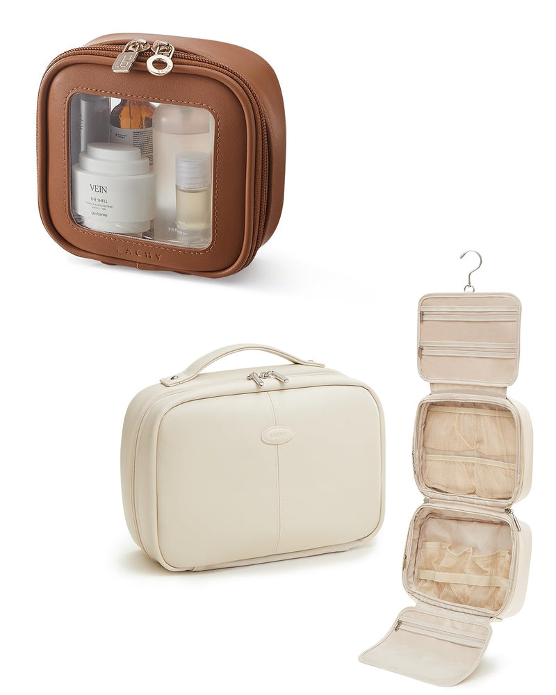 EACHY Travel Toiletry Bag& Clear Makeup Bag