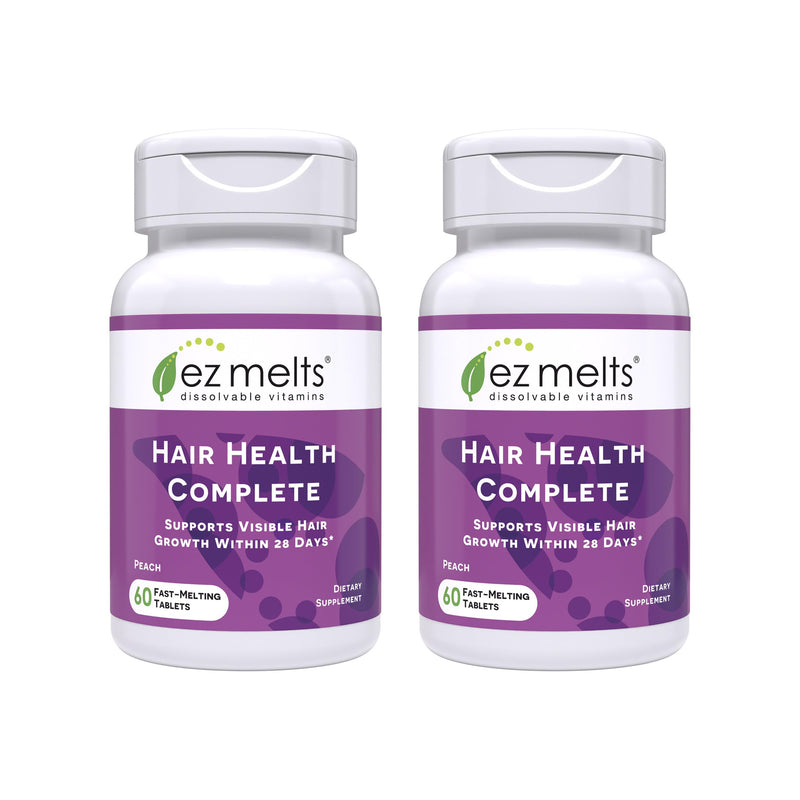 EZ Melts Hair Health Complete - Hair Supplement to Support Strength & Growth - Includes AnaGain Nu, Biotin, Apigenin, Bambo Silica & More - 120 Sublingual Tablets (60 Servings) 120 Count (Pack of 2)