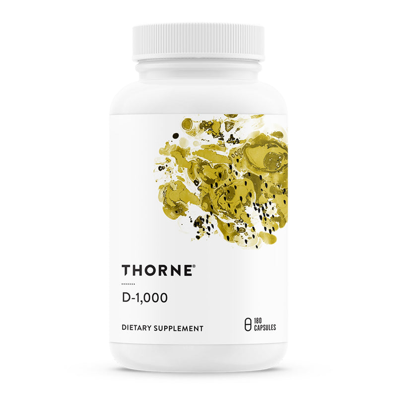 THORNE Vitamin D-1,000, Vitamin D3 Supplement, 1,000 IU, 180 Capsules 180 Count (Pack of 1)