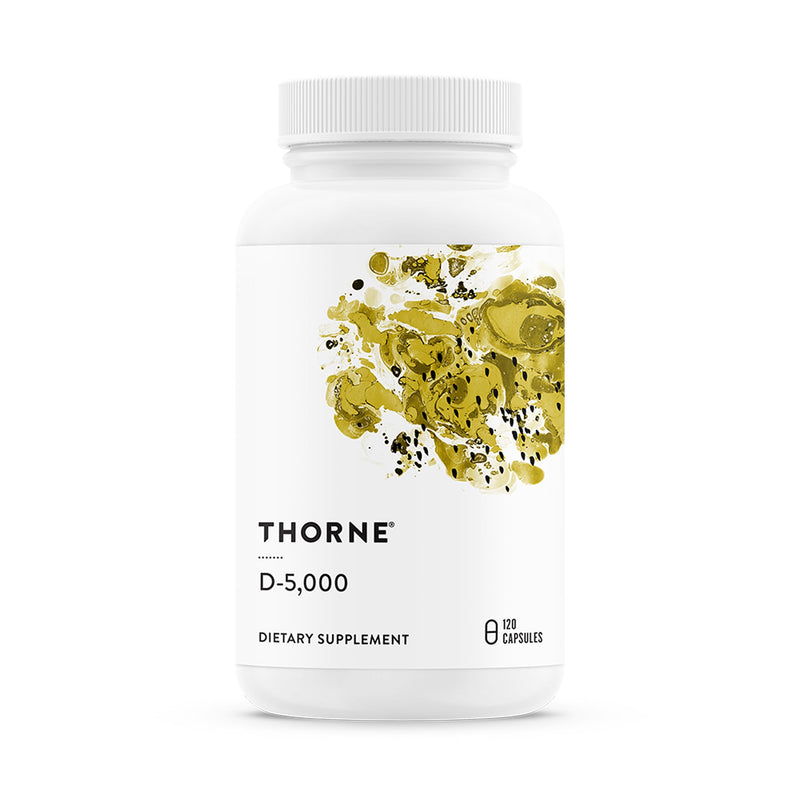 THORNE Vitamin D-5,000, Vitamin D3 Supplement, 5,000 IU, 120 Capsules 120 Count (Pack of 1)