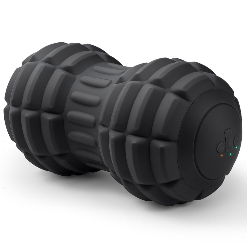Vibrating Peanut Massage Ball for Plantar Fasciitis, 4-Speed Portable Massage Roller for Foot, Neck, Back, and Body - Deep Tissue Myofascial Release Mobility Ball Muscle Relaxer (Black) Black
