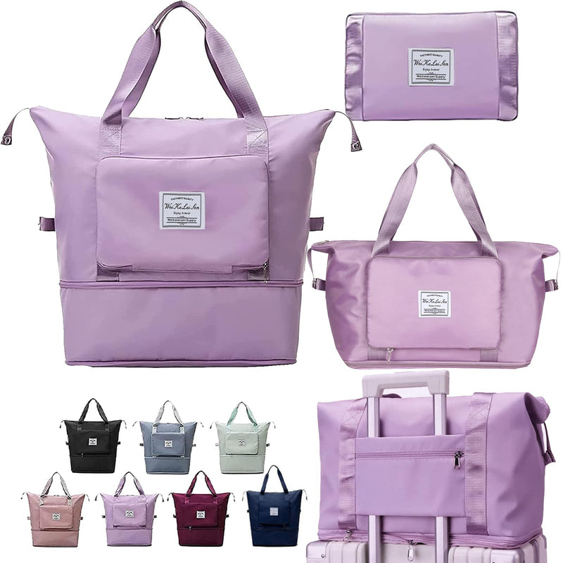 AYWVRBST Extra Large Capacity Foldable Travel Bag,Gift,Dry and Wet Separation Multifunctional Sports Shoulder Bag Lavender X-Large