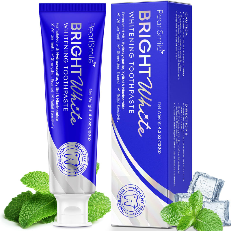 [Australia] - PearlSmile Hydroxyapatite Niacinamide Whitening Toothpaste – 10% Nano-Hydroxyapatite (nHAp) + 5% Niacinamide – Gently Whitens, Strengthens Enamel & Freshens Breath – Fluoride-Free, 4.2oz (2-Pack) 4.2 Ounce (Pack of 2) 