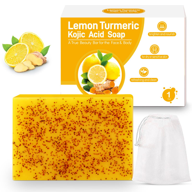 Lemon Turmeric Soap, Turmeric Soap Bar with Vitamin C for Face, Body Hands