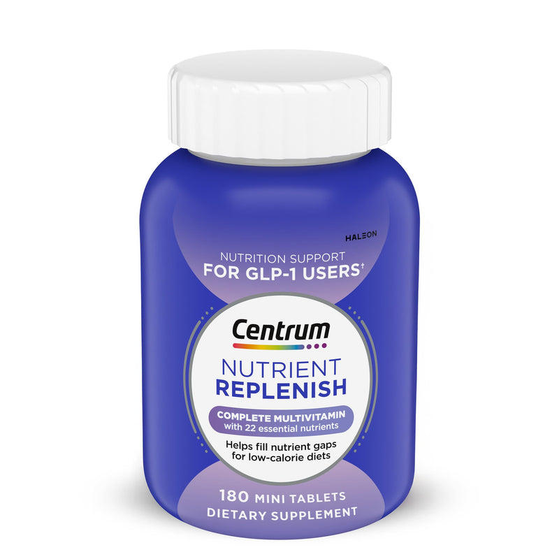 Centrum Nutrient Replenish Complete Multivitamin, 180 Tablets | Contains Vitamin C, Vitamin E and Zinc, Non-GMO Ingredients, Supports Memory and Cognition, GLP-1 Support