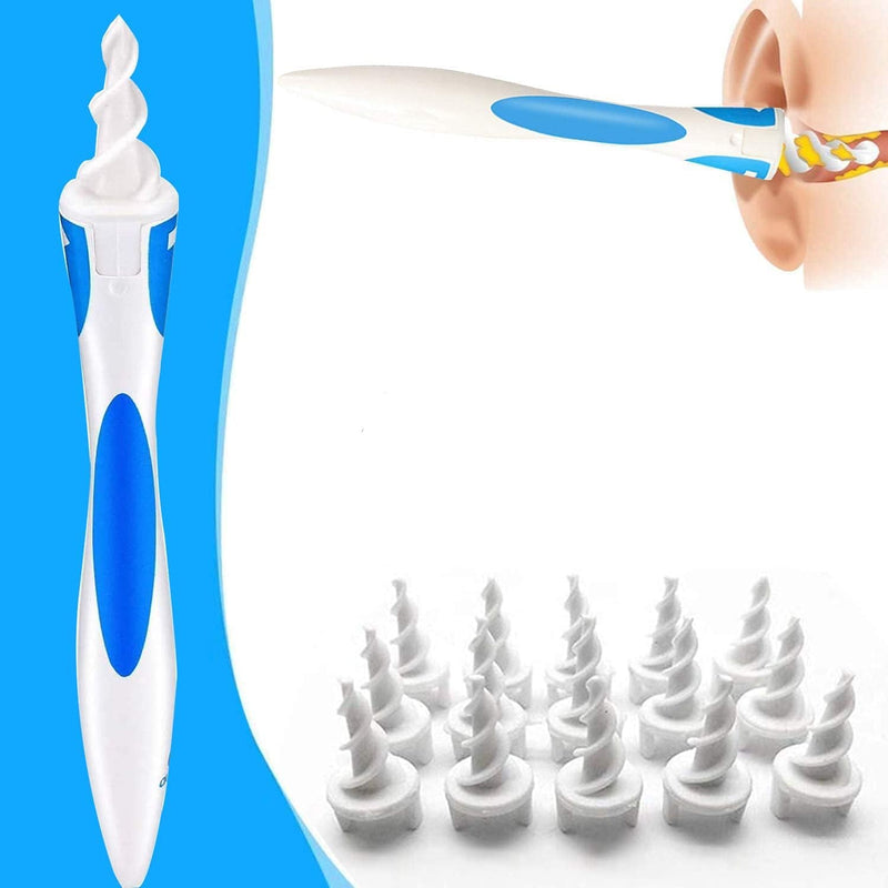 [Australia] - Q Grips Earwax Removal-Spiral Ear Wax Removal Tool, Reusable Earwax Removal Kit Safe Ear Cleaner with 16 Pcs Soft and Flexible Replaceme 