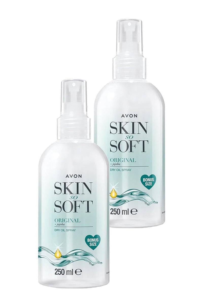 AVON SKIN SO SOFT Original Jojoba Dry Oil Spray 8.45 Fl oz – |Moisturizing Body Oil with Vitamin E | After Shower Body Oil, 250ML (2- PACK) 8.45 Fl Oz (Pack of 2)