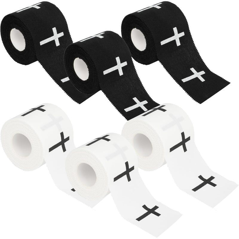 [Australia] - 6Pcs Christian Athletic Tape Cross Sports Tape with Black White Bible Verse Wrist Tapes Cross Athletic Wrist Tape for Sports Football Gymnastics Tennis Boxing Athlete First Aid Injury Wrap,2inx23ft 