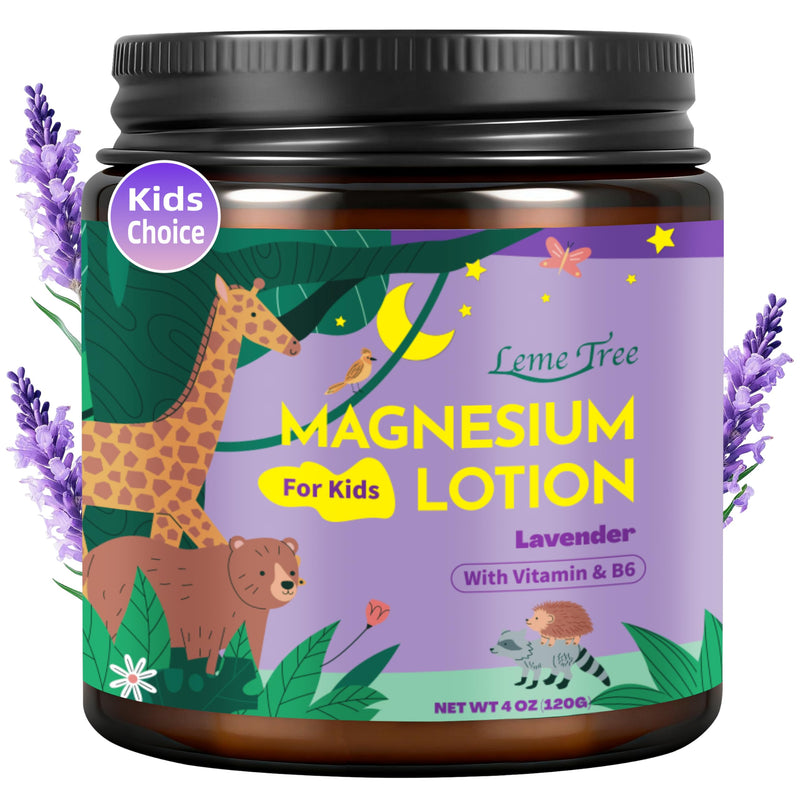Magnesium Lotion for Kids & Babies, Lavender Magnesium Cream with Multi Vitamins, Magnesium buttur, Moisturizing Body Cream for Delicate Skin, Stay Calm at During The Night, Non-Greasy Formula, 4 oz