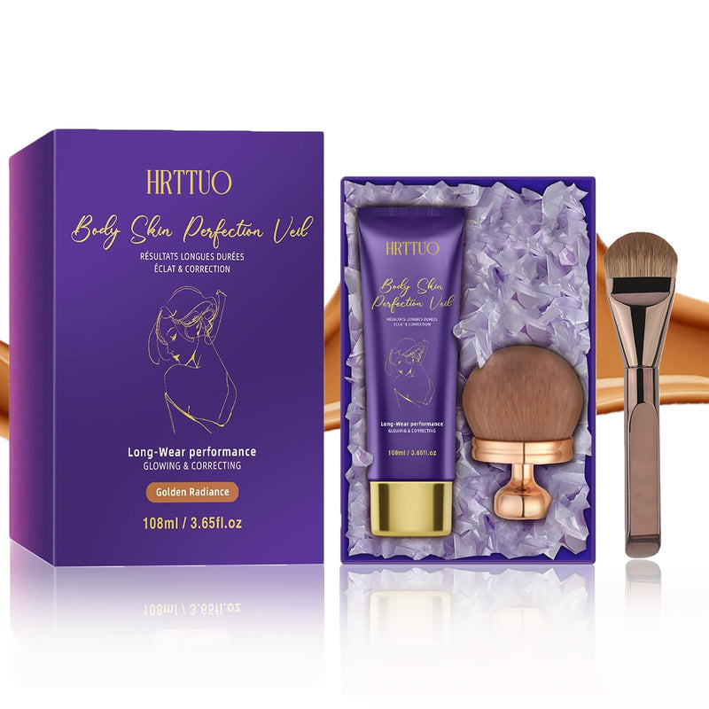 [Australia] - Body Coverage Perfector with Brush - Waterproof Leg & Body Makeup for Skin Imperfections & Uneven Tone, Transfer-Resistant Natural Finish Concealer, Flawless Looking Legs (Golden Radiance) Golden Radiance 