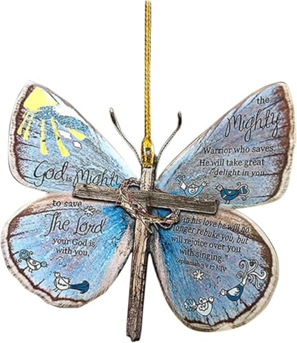 Christmas Tree Ornaments, Decorative Butterfly Cross with Jeremiah Scripture, Black Hanging Holiday Decor Accessories