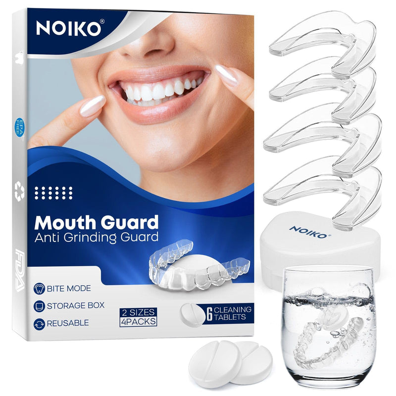 [Australia] - Mouth Guard for Grinding Teeth at Night, Mouth Guard for Clenching Teeth at Night Upgraded Safety EVA Material, Night Guards for Teeth Grinding, Anti Grinding Guard for Adult with 6 Cleaning Tablets 1.8in*2.2in+1.8in*2.8in 4 