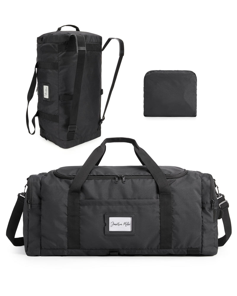 BAGSAMRT 60L Foldable Duffle Bag for Travel, Large Travel Duffel Bag for Men, 4 in 1 Travel Backpack, Carry on Weekender Bag, Black