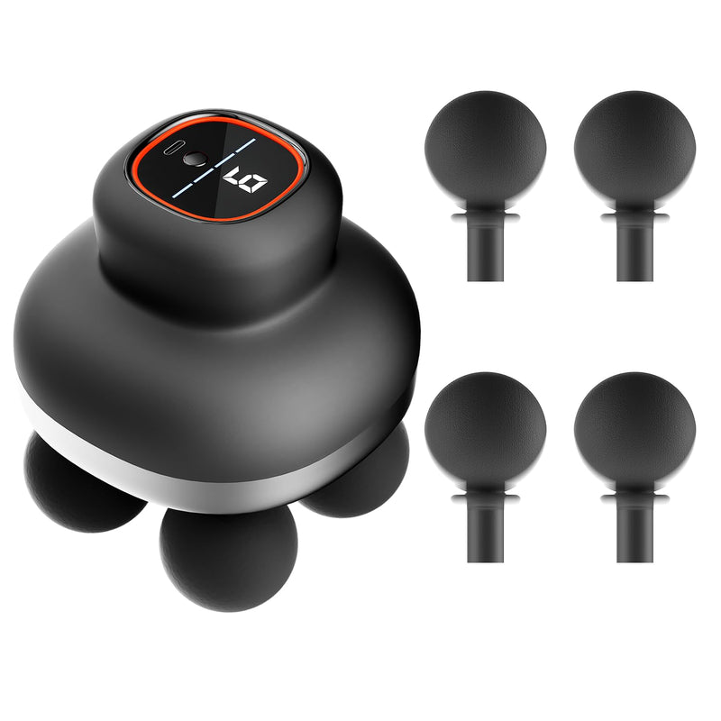 Deep Tissue Massage Gun, Handheld Percussion Muscle Massager with 30 Speed Levels & 4 Heads, Portable Electric Massager Gun for Pain Relief, Quiet Brushless Motor for Back, Neck, Shoulders & Athletes
