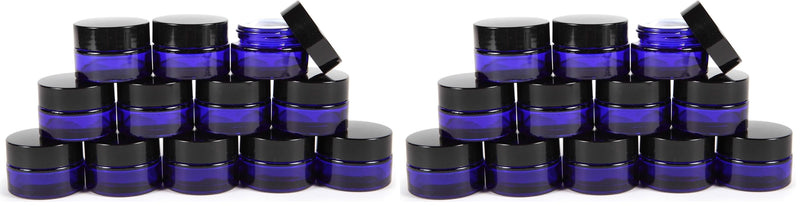 Vivaplex, 12, Cobalt Blue, 15 ml, Round Glass Jars, with Inner Liners and black Lids (Pack of 2) 0.5 Ounces (Pack of 2)