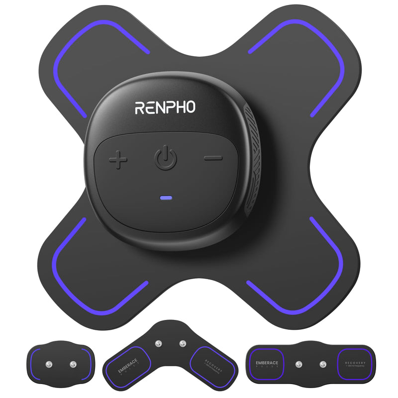 RENPHO Wireless TENS Unit Muscle Stimulator, Portable EMS Machine | 6 Modes, 20 Intensities, 4 Gel Electrode Pads, Pocket-Sized, USB-C Rechargeable, For Shoulders, Back, Wrists, Knees, Legs Black