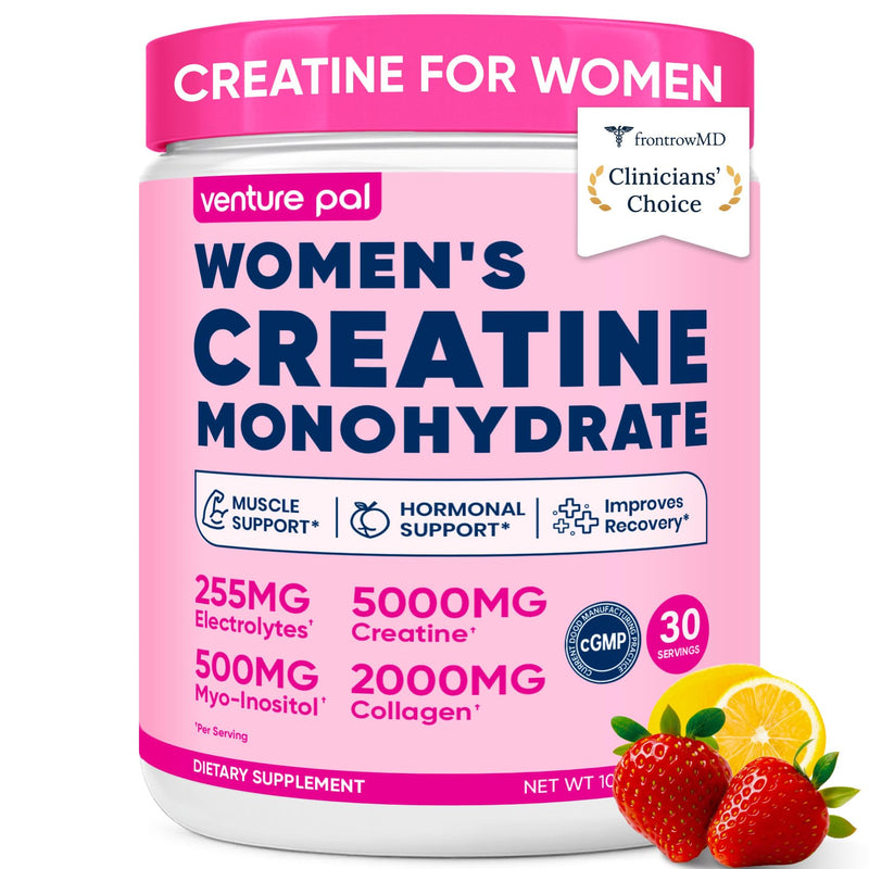 18 in 1 Creatine for Women with Collagen & Creatine Monohydrate 10.58 OZ | With Collagen, Myo & D-Chiro Inositol, Electrolytes & Vitamins for Strength, Recovery & Skin Support, Sugar Free 10.6 Ounce (Pack of 1) V1-strawberry Lemonade
