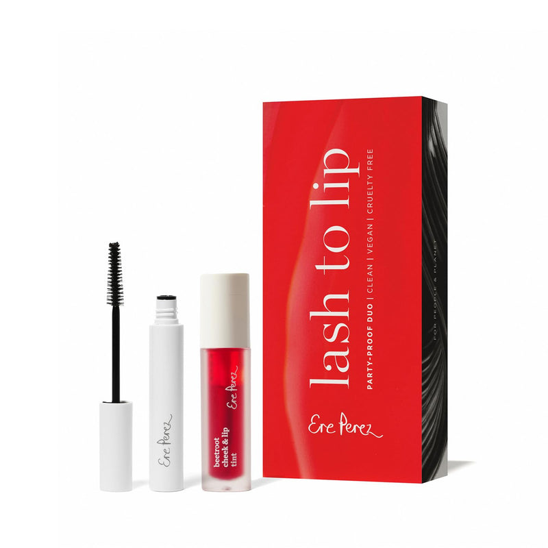 [Australia] - Ere Perez - Lash to Lip Party Proof Duo | Avocado Waterproof Mascara (Black) + Beetroot Cheek + Lip Tint (Joy) | Vegan, Cruelty-Free, Clean Beauty Safe for All Skin Types 