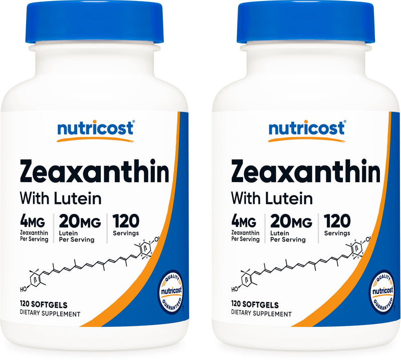 Nutricost Zeaxanthin with Lutein 20mg, 120 Softgels - Potent, Non-GMO, Gluten Free (Pack of 2) 120 Count (Pack of 2)