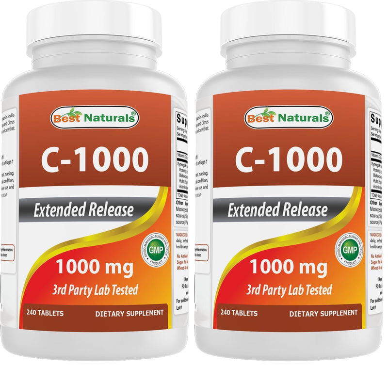 Best Naturals Vitamin C 1000 mg Tablets with Rose HIPS, Berry 240 Count (Pack of 2) 240 Count (Pack of 2)