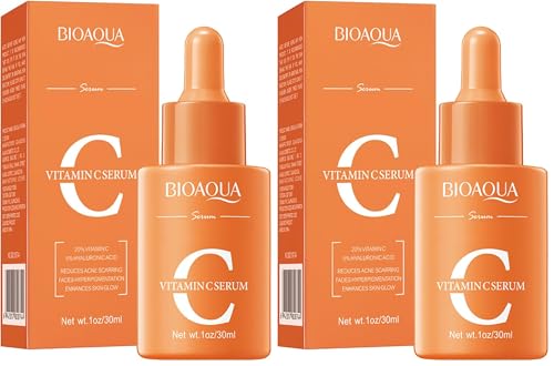 BIOAQUA Vitamin C Facial Serum Hyaluronic Acid Anti-Aging 30ml (Pack of 2) 1 Fl Oz (Pack of 2)