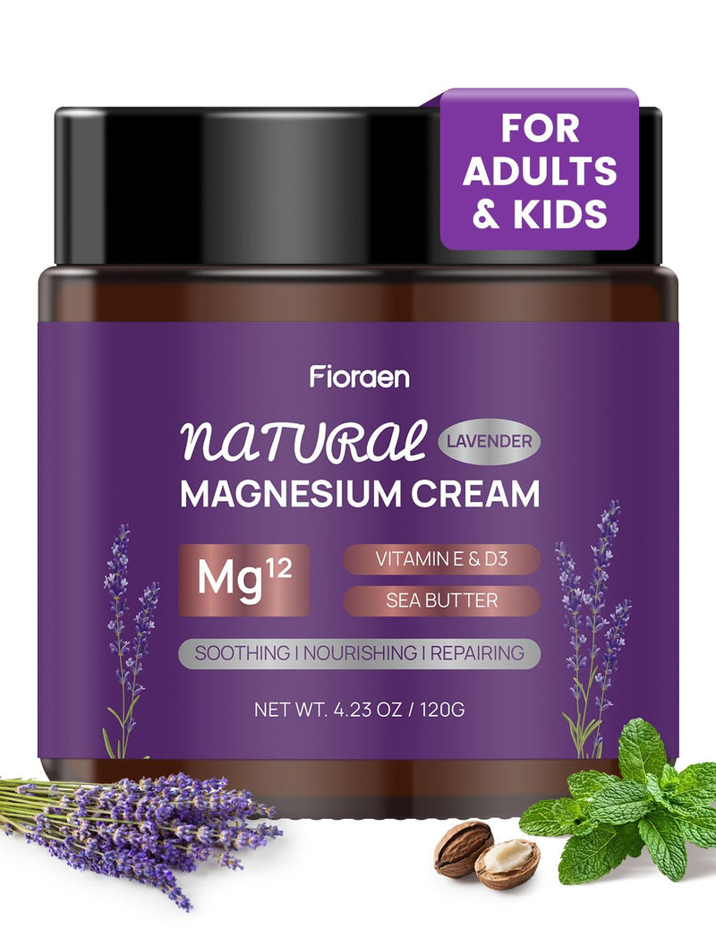 Magnesium Lotion for Sleep, Magnesium Cream(300mg/tsp) for Muscle Relief, Magnesium Butter for Deep Hydration with Lavender Oil, Shea Butter, Vitamins E & D3, Gentle for Kid
