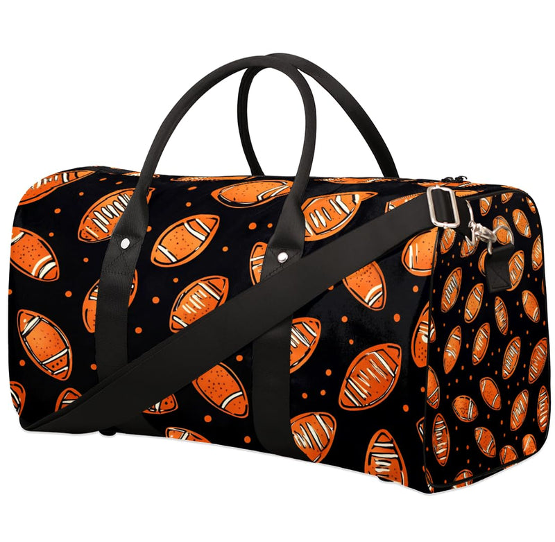 Football Sport Duffle Bags Kid Overnight Weekender Bags Travel Gym Carry On Tote Bag Water Resistant Foldable Sleepover Bag Color-A02