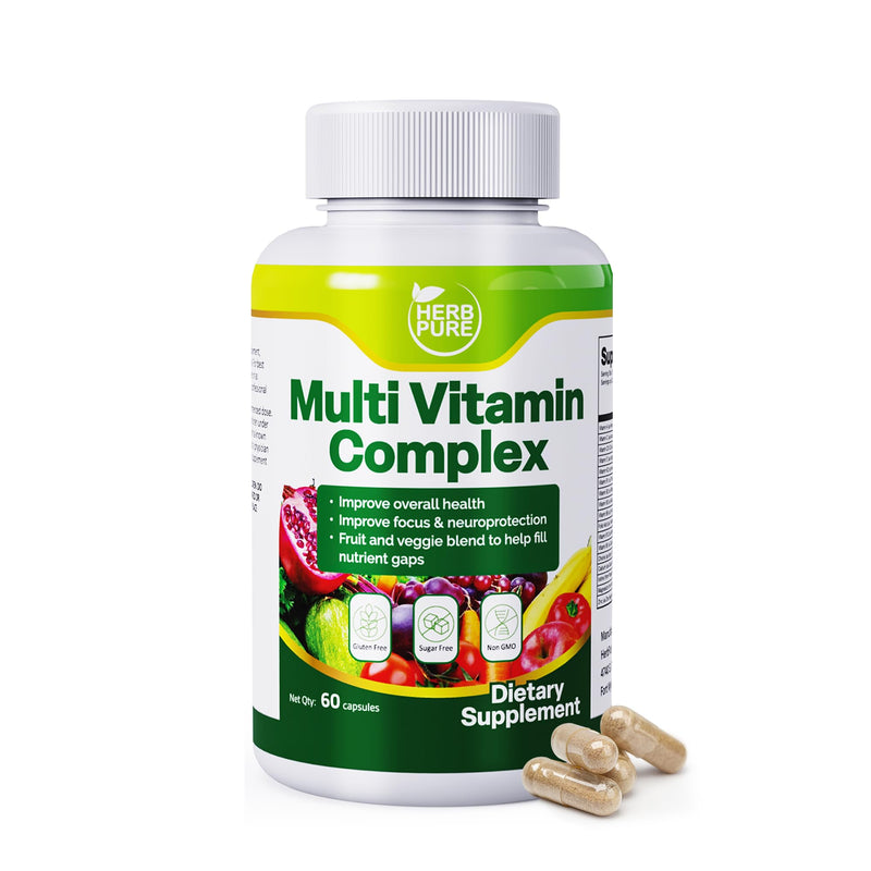 Multi Vitamin Complex Daily Multivitamins 60 Capsules (1 Pack) | 28 Essential Vitamins & Minerals with Active Vitamins for Men and Women, Superfood Blend, Alpha GPC – Made in USA 60 Count (Pack of 1)