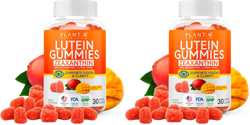 PLANT.O NUTRITION Lutein & Zeaxanthin Gummies - Delicious Vegan Eye Health Vitamins Clinically Studied 20mg Lutein and Zeaxanthin for Vision Clarity Dry Eye Relief and Blue Light Support (Pack of 2) 30 Count (Pack of 2)