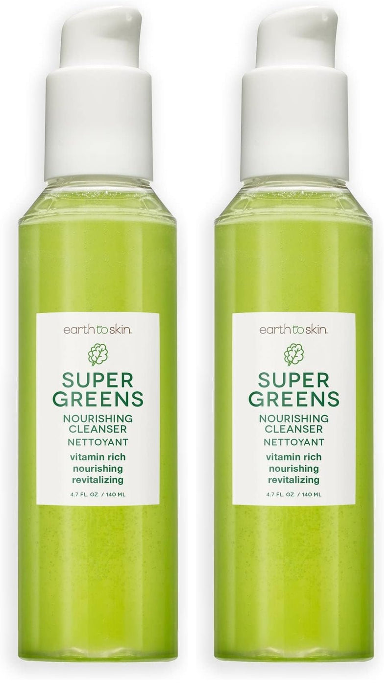 Earth To Skin Super Greens Nourishing Face Cleanser, Vitamin Enriched, Daily Face Wash for All Skin Types (4.7 Fl Oz) (Pack of 2) 4.73 Fl Oz (Pack of 2)
