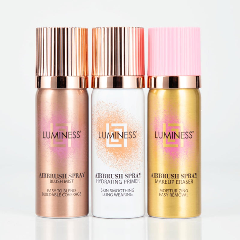 [Australia] - LUMINESS Airbrush Spray Flawless Finish Trio Kit - Hydrating Primer, Blush Mist & Makeup Eraser for Radiant Perfection, 3-Piece Collection to Prime, Enhance & Refresh Your Complexion, All Skin Types 