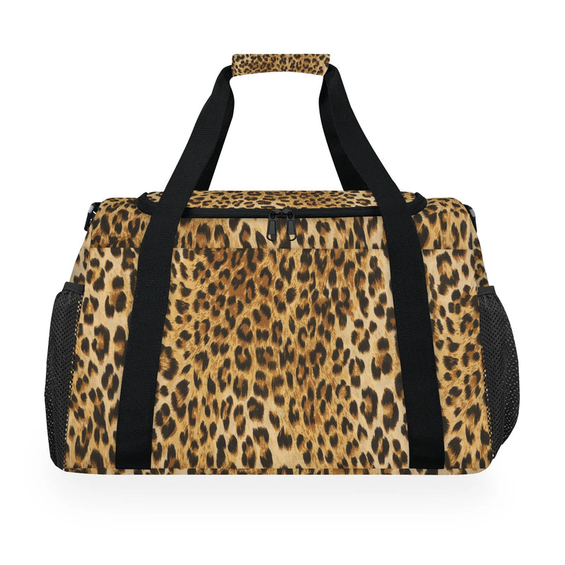 Cheetah Duffel Bag for Women Animal Leopard 39L Waterproof Carry on Weekender Overnight Bags with Shoulder Strap for Business Trips Sport Hospital Leopard-1